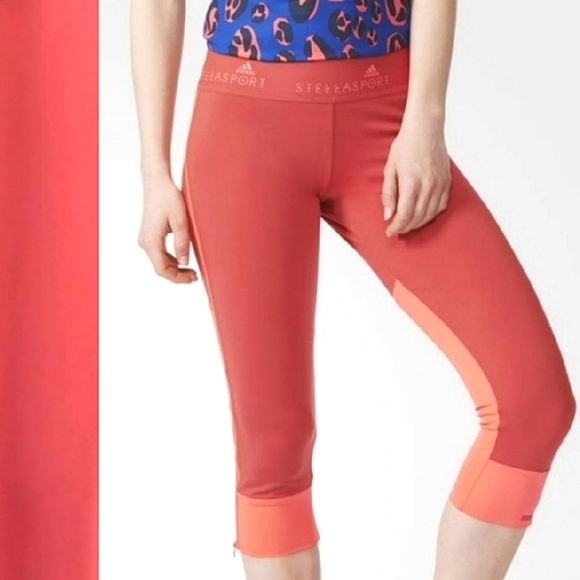 ☀️ADIDAS STELLASPORT Climalite Pink Zipper Workout Leggings☀️UPF 50+ UV PRO - Picture 3 of 15